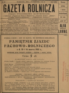 Gazeta Rolnicza : pismo tygodniowe ilustrowane. R. 71, nr 40 (2 października 1931)