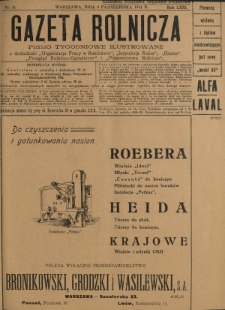 Gazeta Rolnicza : pismo tygodniowe ilustrowane. R. 71, nr 41 (9 października 1931)