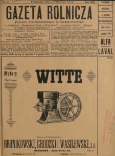 Gazeta Rolnicza : pismo tygodniowe ilustrowane. R. 71, nr 45 (6 listopada 1931)