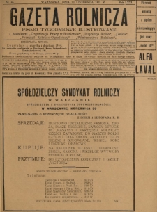 Gazeta Rolnicza : pismo tygodniowe ilustrowane. R. 71, nr 46 (13 listopada 1931)