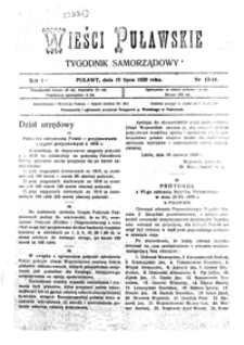 Wieści Puławskie : tygodnik samorządowy 1920-07-15, R. 1, nr 13-14