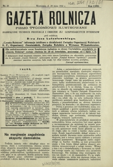 Gazeta Rolnicza : pismo tygodniowe ilustrowane. R. 72, nr 21 (20 maja 1932)