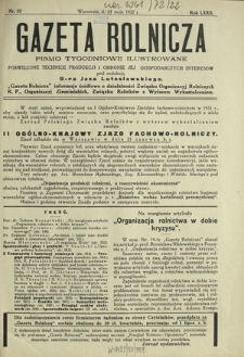 Gazeta Rolnicza : pismo tygodniowe ilustrowane. R. 72, nr 22 (27 maja 1932)