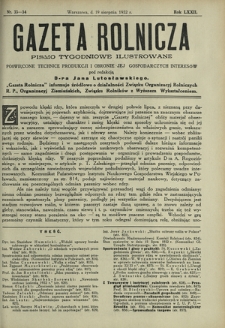 Gazeta Rolnicza : pismo tygodniowe ilustrowane. R. 72, nr 33-34 (19 sierpnia 1932)