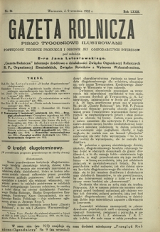 Gazeta Rolnicza : pismo tygodniowe ilustrowane. R. 72, nr 36 (9 września 1932)