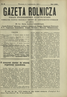 Gazeta Rolnicza : pismo tygodniowe ilustrowane. R. 72, nr 40 (7 października 1932)