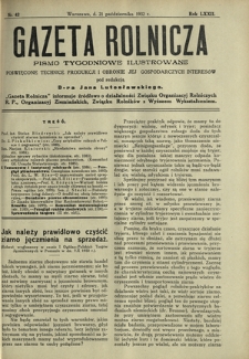 Gazeta Rolnicza : pismo tygodniowe ilustrowane. R. 72, nr 42 (21 października 1932)