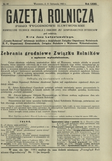 Gazeta Rolnicza : pismo tygodniowe ilustrowane. R. 72, nr 45 (11 listopada 1932)