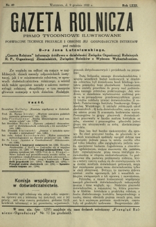 Gazeta Rolnicza : pismo tygodniowe ilustrowane. R. 72, nr 49 (9 grudnia 1932)