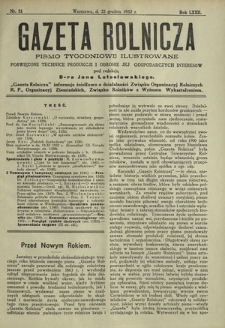 Gazeta Rolnicza : pismo tygodniowe ilustrowane. R. 72, nr 51 (23 grudnia 1932)