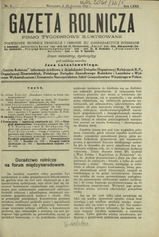Gazeta Rolnicza : pismo tygodniowe ilustrowane. R. 72, nr 5 (29 stycznia 1932)