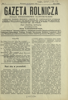 Gazeta Rolnicza : pismo tygodniowe ilustrowane. R. 72, nr 7 (12 lutego 1932)