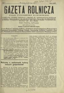 Gazeta Rolnicza : pismo tygodniowe ilustrowane. R. 72, nr 8 (19 lutego 1932)