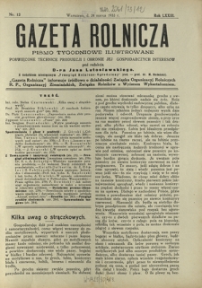 Gazeta Rolnicza : pismo tygodniowe ilustrowane. R. 73, nr 12 (24 marca 1933)