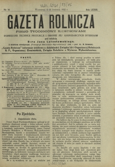 Gazeta Rolnicza : pismo tygodniowe ilustrowane. R. 73, nr 16 (21 kwietnia 1933)