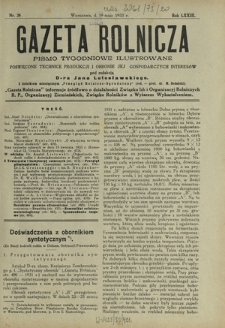 Gazeta Rolnicza : pismo tygodniowe ilustrowane. R. 73, nr 20 (19 maja 1933)