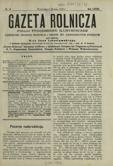 Gazeta Rolnicza : pismo tygodniowe ilustrowane. R. 73, nr 21 (26 maja 1933)
