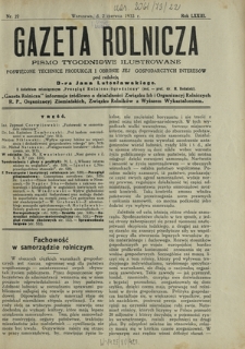 Gazeta Rolnicza : pismo tygodniowe ilustrowane. R. 73, nr 22 (2 czerwca 1933)