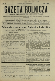 Gazeta Rolnicza : pismo tygodniowe ilustrowane. R. 73, nr 24 (16 czerwca 1933)