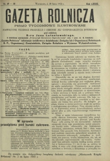 Gazeta Rolnicza : pismo tygodniowe ilustrowane. R. 73, nr 29-30 (28 lipca 1933)