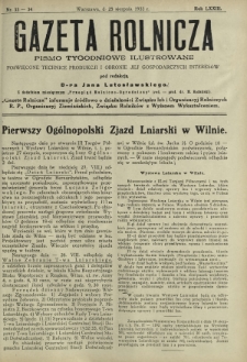 Gazeta Rolnicza : pismo tygodniowe ilustrowane. R. 73, nr 33-34 (25 sierpnia 1933)
