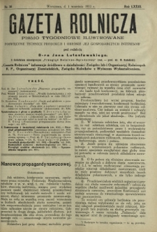 Gazeta Rolnicza : pismo tygodniowe ilustrowane. R. 73, nr 35 (1 września 1933)