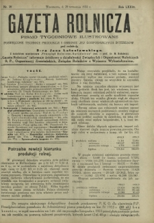 Gazeta Rolnicza : pismo tygodniowe ilustrowane. R. 73, nr 39 (29 września 1933)