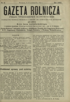 Gazeta Rolnicza : pismo tygodniowe ilustrowane. R. 73, nr 43 (27 października 1933)