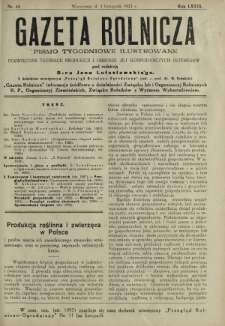 Gazeta Rolnicza : pismo tygodniowe ilustrowane. R. 73, nr 44 (3 listopada 1933)