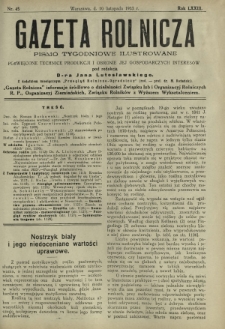 Gazeta Rolnicza : pismo tygodniowe ilustrowane. R. 73, nr 45 (10 listopada 1933)