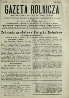 Gazeta Rolnicza : pismo tygodniowe ilustrowane. R. 73, nr 49 (8 grudnia 1933)