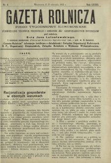 Gazeta Rolnicza : pismo tygodniowe ilustrowane. R. 73, nr 4 (27 stycznia 1933)
