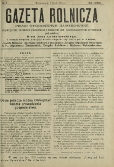 Gazeta Rolnicza : pismo tygodniowe ilustrowane. R. 73, nr 5 (3 lutego 1933)