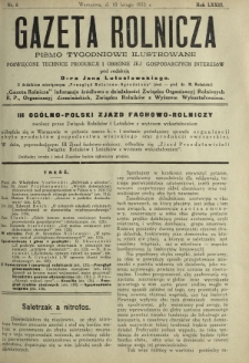 Gazeta Rolnicza : pismo tygodniowe ilustrowane. R. 73, nr 6 (10 lutego 1933)