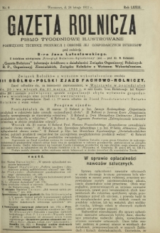 Gazeta Rolnicza : pismo tygodniowe ilustrowane. R. 73, nr 8 (24 lutego 1933)