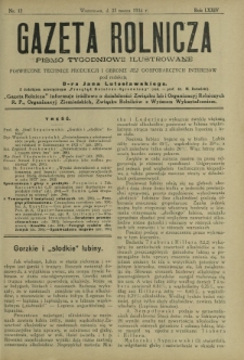 Gazeta Rolnicza : pismo tygodniowe ilustrowane. R. 74, nr 12 (23 marca 1934)