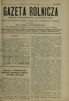 Gazeta Rolnicza : pismo tygodniowe ilustrowane. R. 74, nr 14 (6 kwietnia 1934)