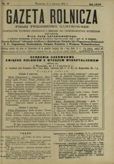 Gazeta Rolnicza : pismo tygodniowe ilustrowane. R. 74, nr 22 (1 czerwca 1934)