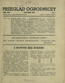 Przegląd Ogrodniczy : organ Małopolskiego Towarzystwa Rolniczego R. 22, Nr 1 (styczeń 1939)