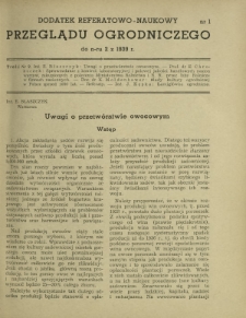 Przegląd Ogrodniczy : organ Małopolskiego Towarzystwa Rolniczego R. 22, Nr 2 (luty 1939). Dodatek Referatowo-Naukowy Nr 1
