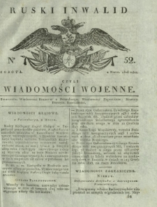 Ruski Inwalid czyli wiadomości wojenne. 1818, nr 52 (2 marca)
