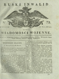 Ruski Inwalid czyli wiadomości wojenne. 1818, nr 72 (26 marca)