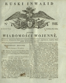 Ruski Inwalid czyli wiadomości wojenne. 1817, nr 281 (1 grudnia)