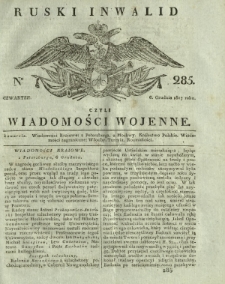 Ruski Inwalid czyli wiadomości wojenne. 1817, nr 285 (6 grudnia)