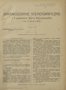 Sprawozdanie Stenograficzne z 5 Posiedzenia Sejmu Rzeczypospolitej z dnia 21 grudnia 1922 r.
