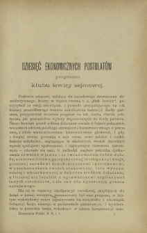 Ekonomista Polski T. 5, z. 1 (1891)