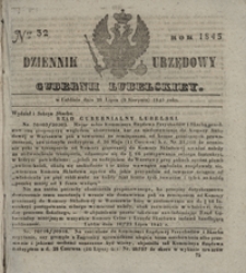 Dziennik Urzędowy Guberni Lubelskiey 1845, Nr 32 + dodatek I + dodatek II + dodatek III