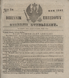 Dziennik Urzędowy Guberni Lubelskiey 1845, Nr 34 + dodatek I + dodatek II