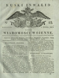 Ruski Inwalid czyli wiadomości wojenne. 1818, nr 83 (7 kwietnia)