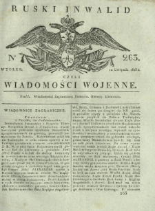 Ruski Inwalid czyli wiadomości wojenne. 1818, nr 263 (12 listopada)